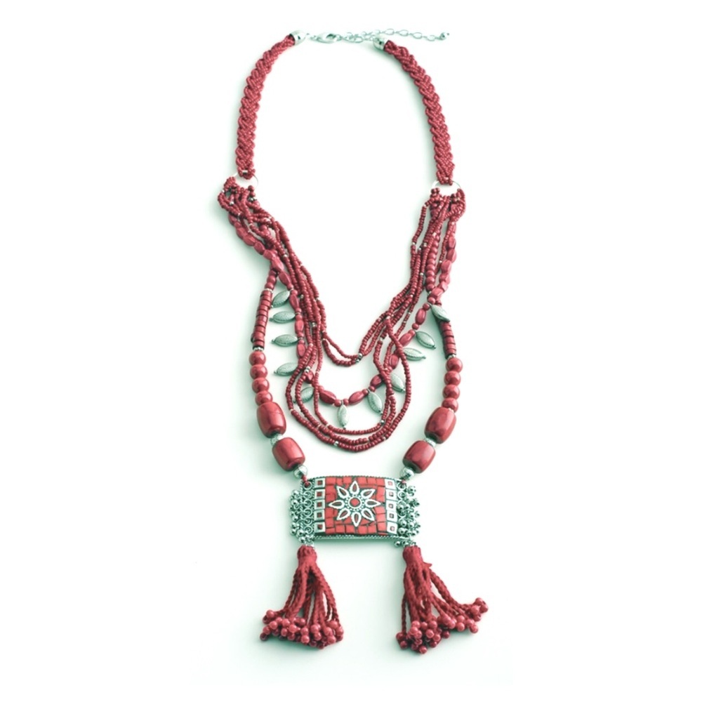 Chico’s silver tone red pendant necklace
